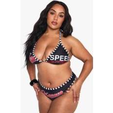 Sportswear Garment - Women Bikini Sets boohoo Plus Graphic Triangle Bikini Set - Black