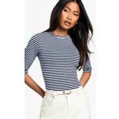 Stripes Shapewear & Under Garments boohoo Stripe 3/4 Sleeve Crew Neck Bodysuit - Multi