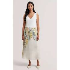 Ted Baker Midi Dresses Ted Baker Knit Top Pleated Skirt Dress - White