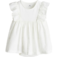 H&M Bodykleid Mit Volants - Weiß