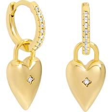 Jon Richard Cubic Zirconia Heart Hoop Earrings - Gold
