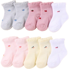 9-12M Underwear Shein 10 Pairs Of Baby Short Socks With Wrinkled Lace Edges And Jacquard Patterns