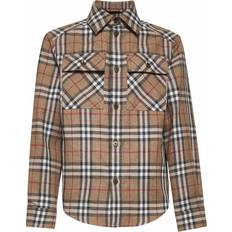 Men Shirts Burberry Check Cotton Linen Shirt - Beige