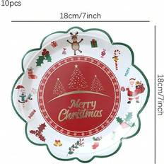 Christmas Disposable Plates Vehhe Green Rimmed Christmas 7 Inch Plates