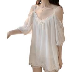 Off-White Sleepwear Off-White Off Shoulder Suspender Shorts Pajama Suit - Summer