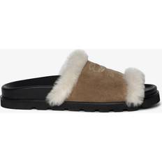 Dame - Ruskind Badesandaler Zadig & Voltaire Shearling Åbne Tå Mules Sko Dame Brun