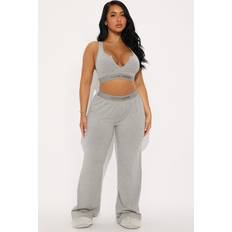 Fashion Nova Mood Racerback Bralette PJ Boxer Pant Set - Heather Grey