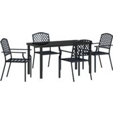Gråa Matgrupper vidaXL Trädgårdsmöbelset 5 pcs Antracit Stål Matgrupp, 1 Bord inkl. 4 Stolar