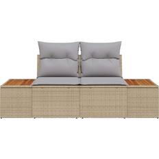 Storage Compartment Outdoor Sofas & Benches vidaXL 2-Seater Garden Beige Poly Rattan Modular Sofa