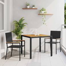 Metall - Svarta Matgrupper vidaXL Trädgårdsmöbelset 3 pcs Svart Brun 90 x 90 x 75 cm Matgrupp