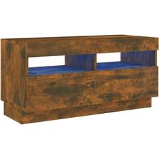Træ TV-borde vidaXL Cabinet with Led Lights Smoked Oak TV Bench 80x40cm