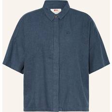 Dame - Ventilerende Skjorter Fjällräven Övik Hemp Camp Shirt SS W - Mountain Blue