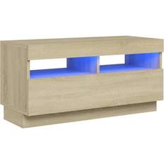 vidaXL Cabinet with Led Lights Sonoma Oak TV Bench 80x40cm