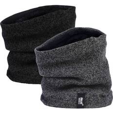 Multicoloured Arm & Leg Warmers Heat Holders 2 Pack Thermal Winter Neck Warmer - Black Grey