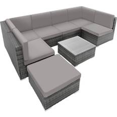 Rattan Garden & Outdoor Furniture tectake Venice Outdoor Lounge Set, 1 Table incl. 6 Sofas