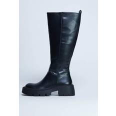 Riya Knee High Chunky Boots - Black