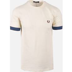 Fred Perry White T-shirts Fred Perry Striped Cuff T-Shirt - Ecru