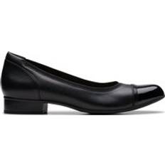 Clarks Krystine May Black Leather Ballerina 3-Wide Fit