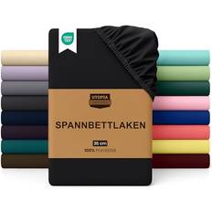 Spannbettlaken 140x200 cm Schwarz Gebürstete Polyester