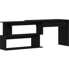 vidaXL Sort Eg 200x50x76 cm Konstrueret Træ Skrivebord 50x200cm