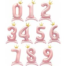 Shein 1pc Pink & Blue Standing Crown Number Foil Balloon 0-9