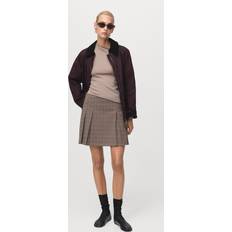 Mango Skirts Mango Pleated Mini Skirt Medium Brown