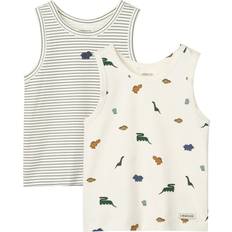 Stribede Toppe Liewood Faris Printed Tank Top 2 Pack - Creme/Smarage/Mørkeorange/Sort