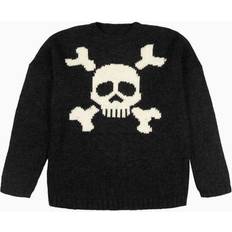 Y2K European American Skull Jacquard Personalized Sweater - Black