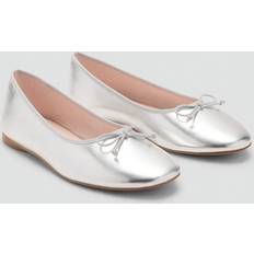 38 Ballerinaskor Mango Metallic Ballet Flats With Bow - Silver