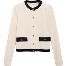 Mango Dam Koftor Mango Contrasting Cotton Cardigan Woman - Ecru