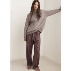 Mango Round Neck Knitted Sweater - Cognac