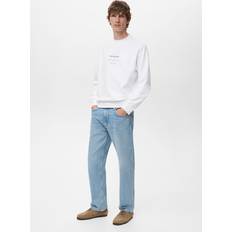 Mango White Jumpers Mango 100% Cotton Sweatshirt Text - White