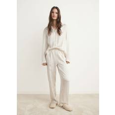 Mango White Sleepwear Mango Rayon Check Pyjama Trousers - Ivory White