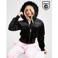 Diamante Velour Padded Jacket - Black