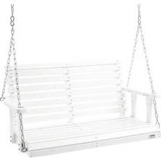 White Canopy Porch Swings Shein 48-Inch Outdoor Wooden Porch Swing Bench