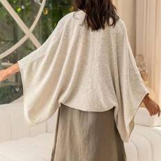 Beige - Women Capes & Ponchos Shein Casual Cozy Shawl Wraps Oversized Cardigan Poncho Cape - Travel Loose Top