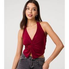 Tank Tops Wine Knot Front Halter Top - Pink Vanilla