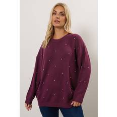 Sequins Tops Yours Diamante Embellished Curve Jumper - Burgundy
