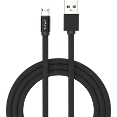 V-TAC Kabler V-TAC Micro USB Fletkabel Bomuldsstof Sort 1m