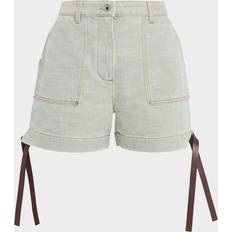 Leather Shorts Loewe Leather Ties Workwear Shorts - Khaki Green
