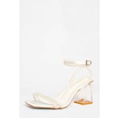 Quiz Bridal Wide Fit Block Heel Sandals - White