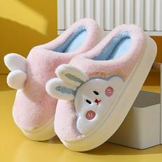 Microfiber Slippers Temu Cute Rabbit Plush Slip-On Slippers Winter Warm Soft Microfiber House Shoes - Winter Warm Soft Microfiber