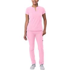 Work Clothing Sets Adar Addition Go-Higher Scrub Set Notched V-Neck Top Skinny - Soft Pink