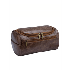 Brown - Men Toiletry Bags & Cosmetic Bags Shein Men's Waterproof Pu Leather Toiletry Bag