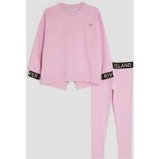 Solid Colours Other Sets Children's Clothing River Island Girls Pink Split Back Ri Sweatshirt Set