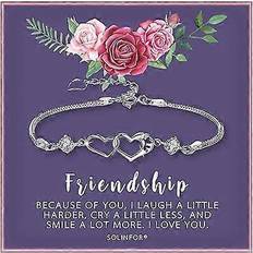 Kikidex Friendship Bracelet Two Interlocking Hearts Sterling Silver - BFF
