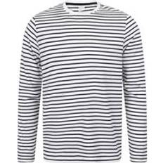 Unisex Randig Långärmad T-shirt - Oxford Blå/Vit