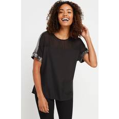 Sequins Blouses M&Co Sequin Trim Blouse 20 Women - Black
