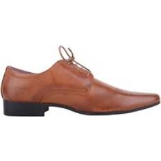 Formal Smart Dress Lace Up Shoe Pointed Toe Punching Detail - Tan