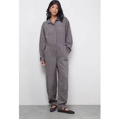 Grey - Women Jumpsuits & Overalls Warehouse Peach Satin Utility Boilersuit Jumpsuit - Grey